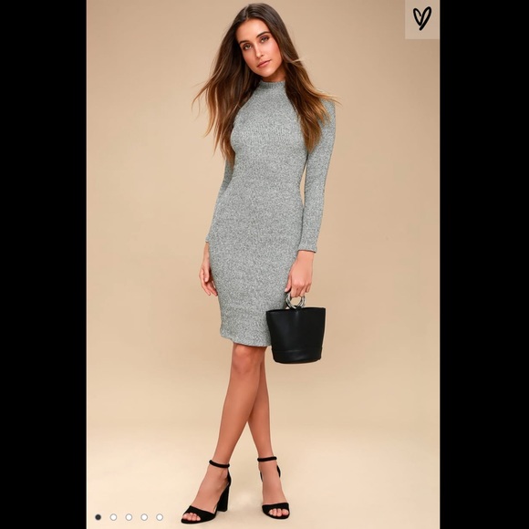 mock neck midi sweater dress